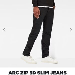 G-Star Raw  ARC Zip  3D slim barrel black jeans.